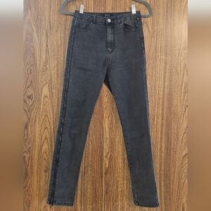 Forever 21 Black Denim Jeans High Rise Punk/Grunge Stretch Size 26 indie sleaze